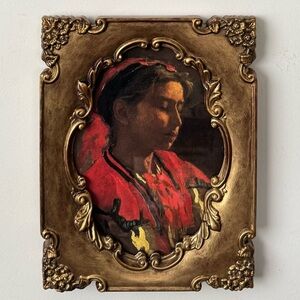 Small wall art accent in ornate style gilded frame